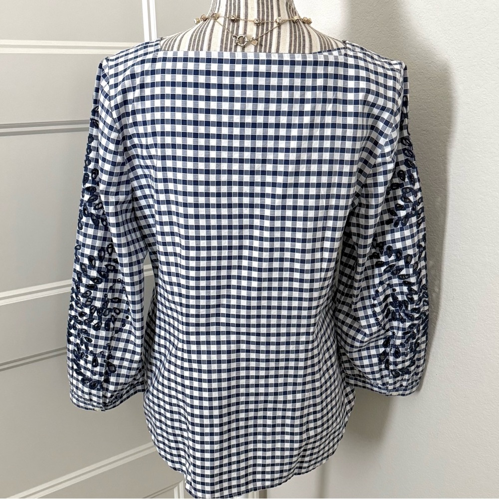 Talbots Gingham Embroidered Blouse โ Coastal / Summer Cottage Style (S) - Picture 2 of 6